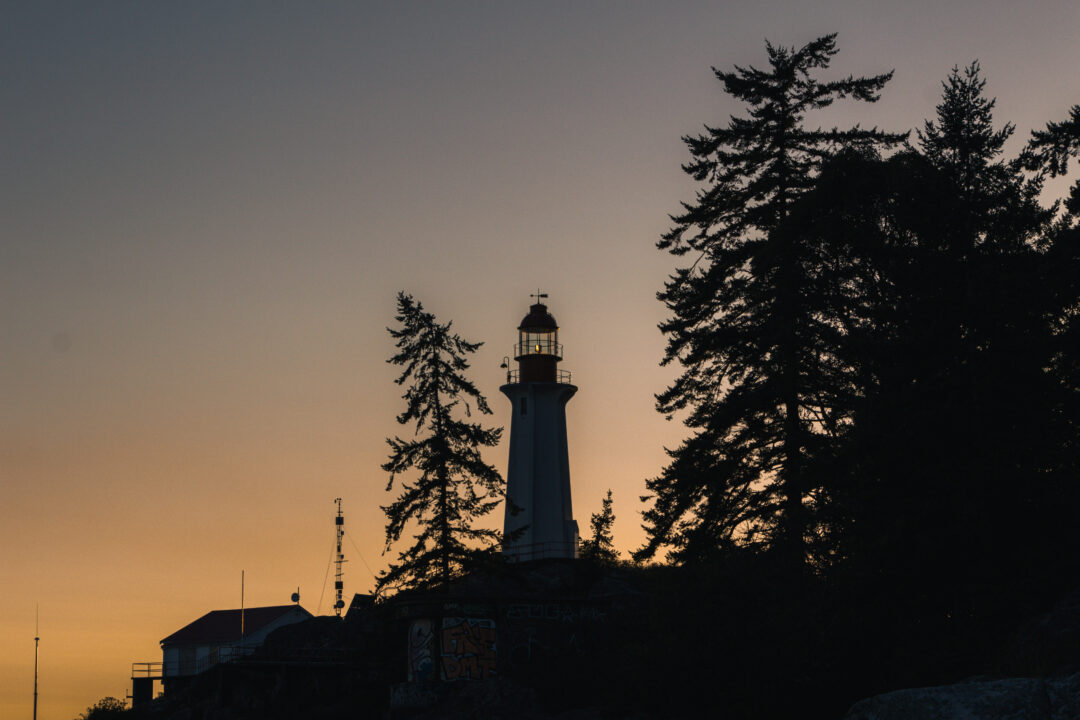 West Vancouver Lighthouse Park at sunset.